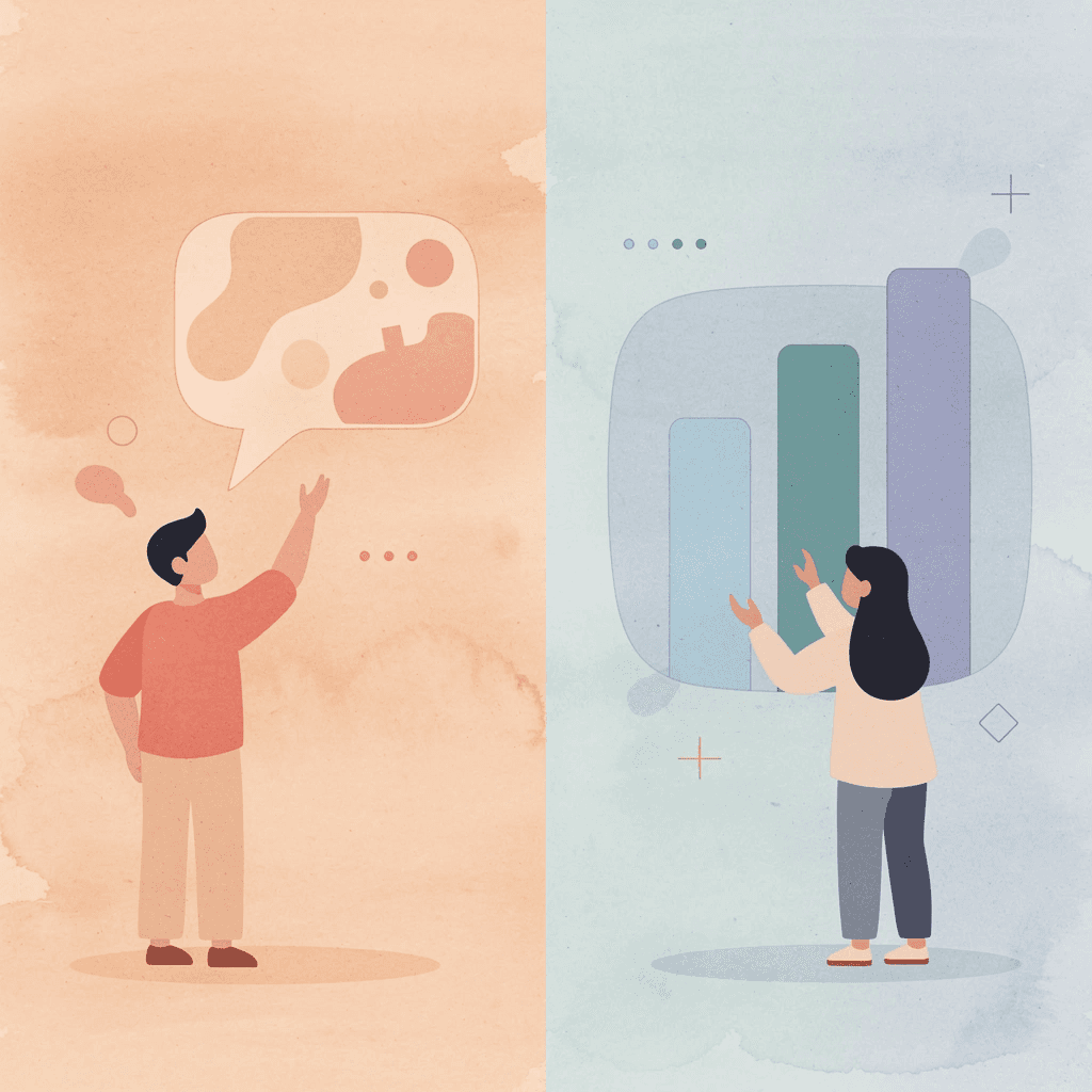 Split scene illustration contrasting reactive and proactive customer service approaches
