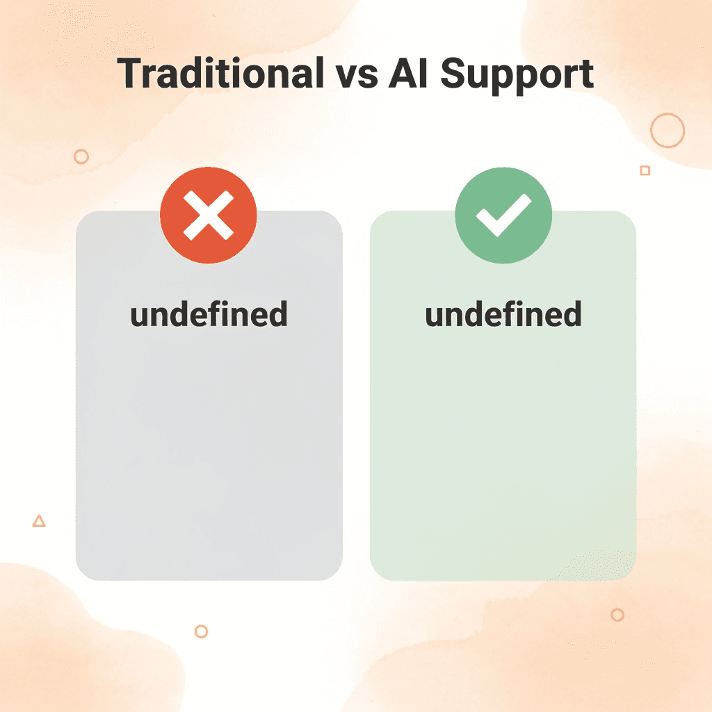 Before and after comparison of traditional vs AI-powered customer support