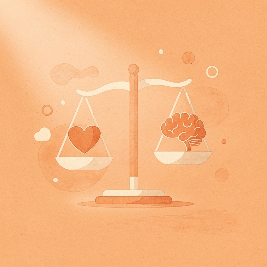 Balance scale showing AI automation versus human hospitality