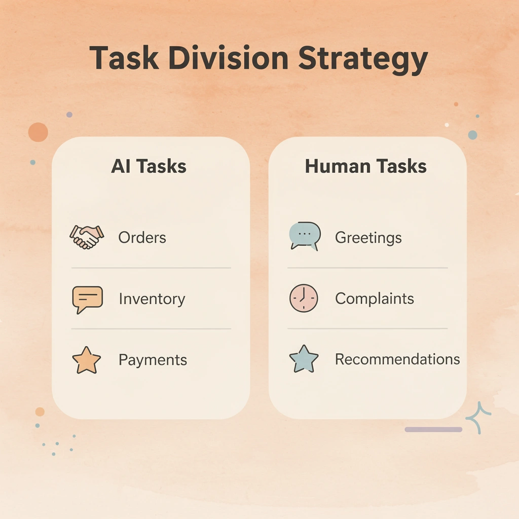 Comparison table showing AI tasks versus human tasks in restaurants
