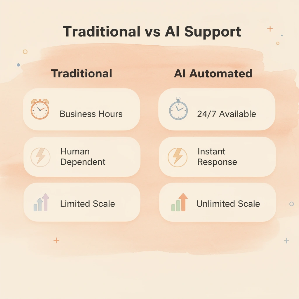 Comparison between traditional and AI automated support