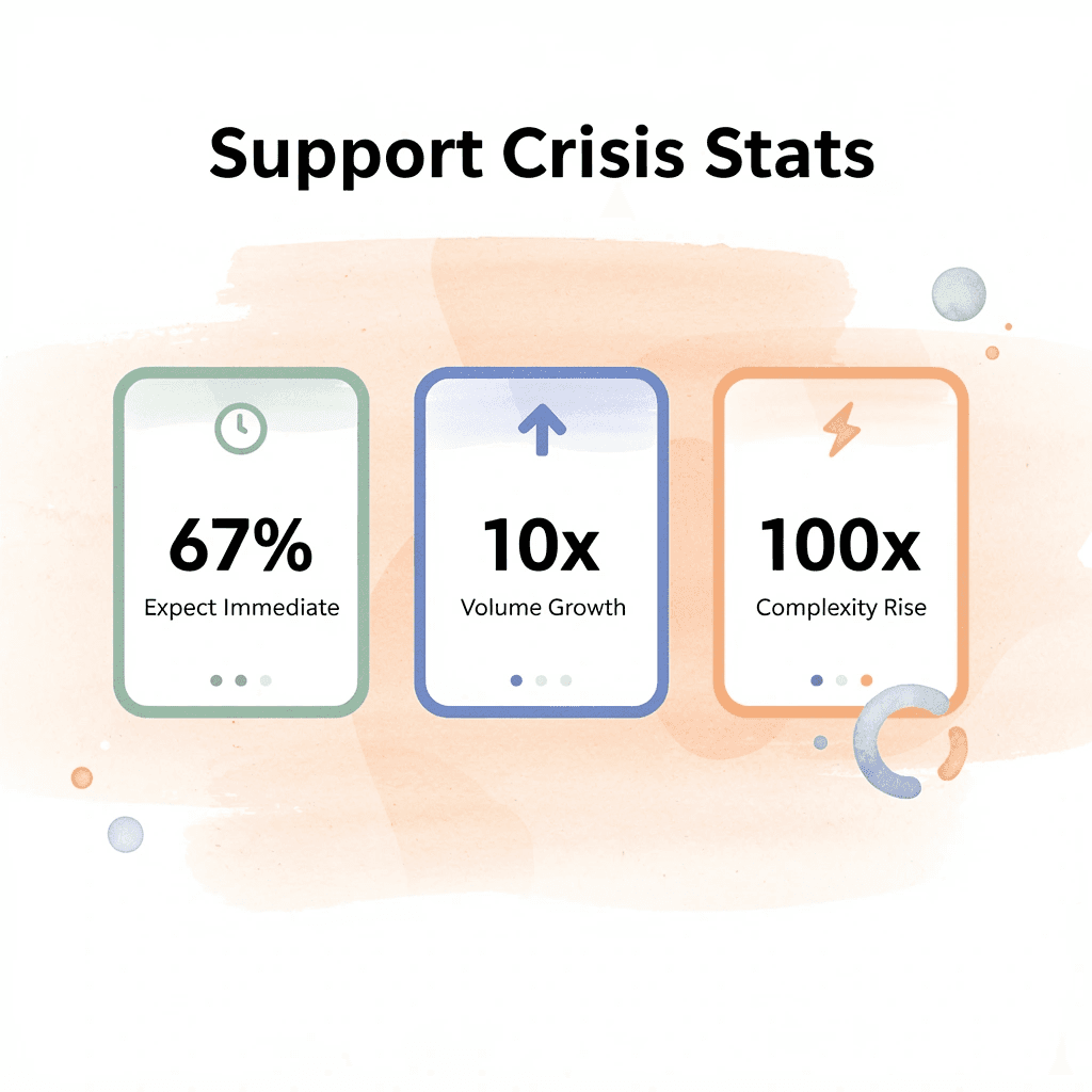Statistics showing customer support crisis metrics