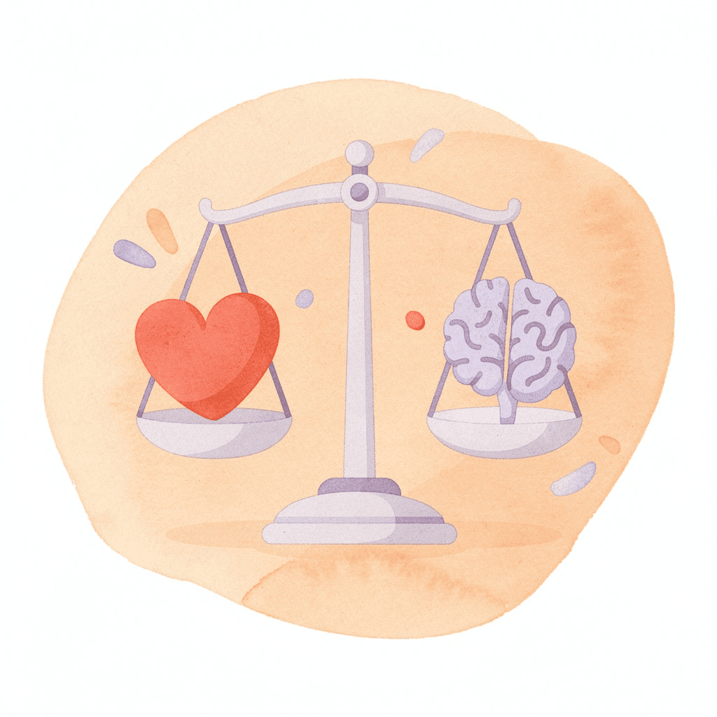  Balance scale showing AI automation versus human support