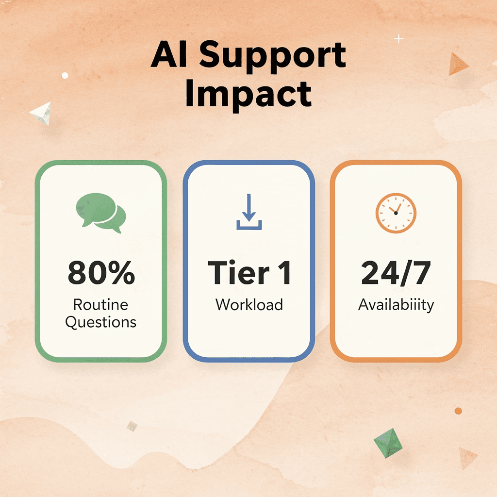 Statistics showing AI customer support impact metrics