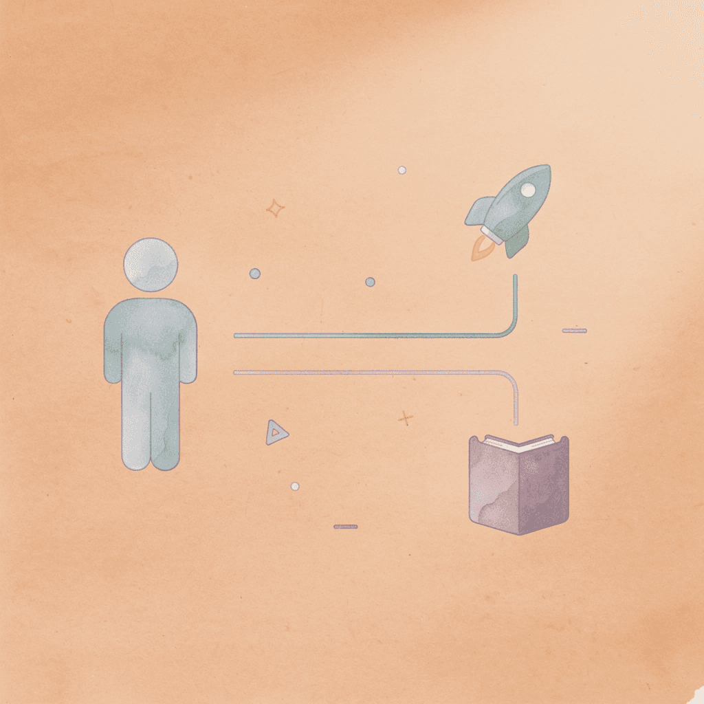 Icon showing decision split between different AI tool selection approaches