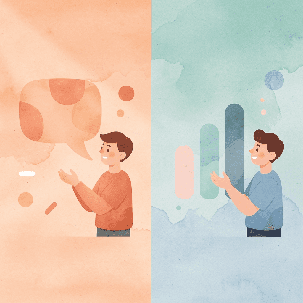 Split scene comparing chaotic traditional call center with organized AI automation
