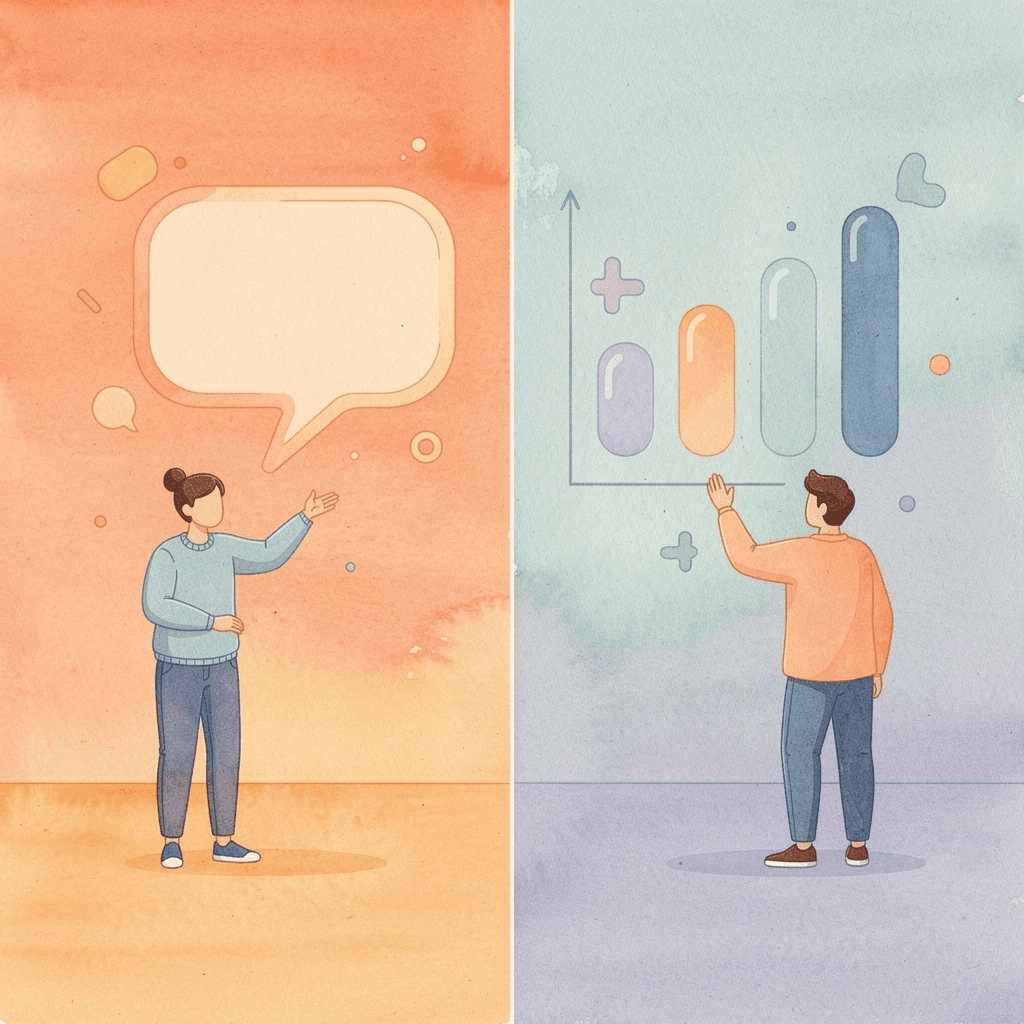 Split scene comparing regular chatbots with healthcare AI systems