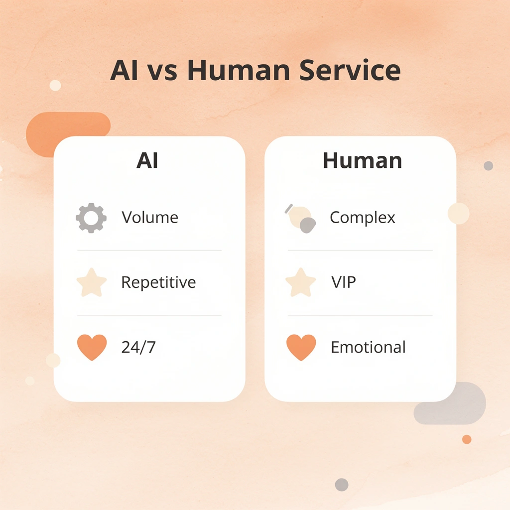 Comparison chart of AI versus human customer service capabilities
