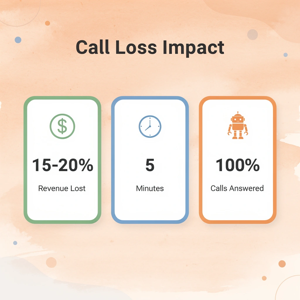 Statistics showing call loss impact and AI solution benefits