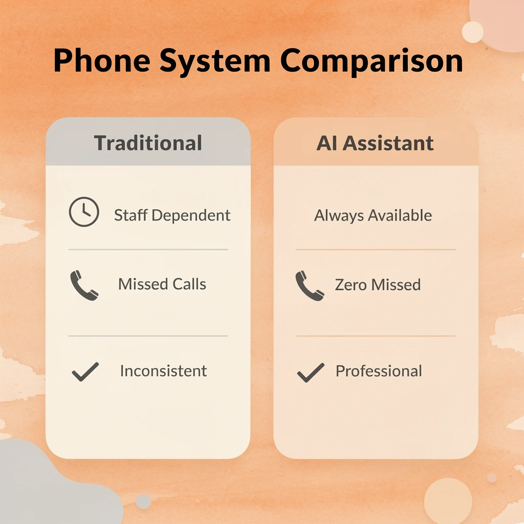 Comparison between traditional phone systems and AI voice assistants