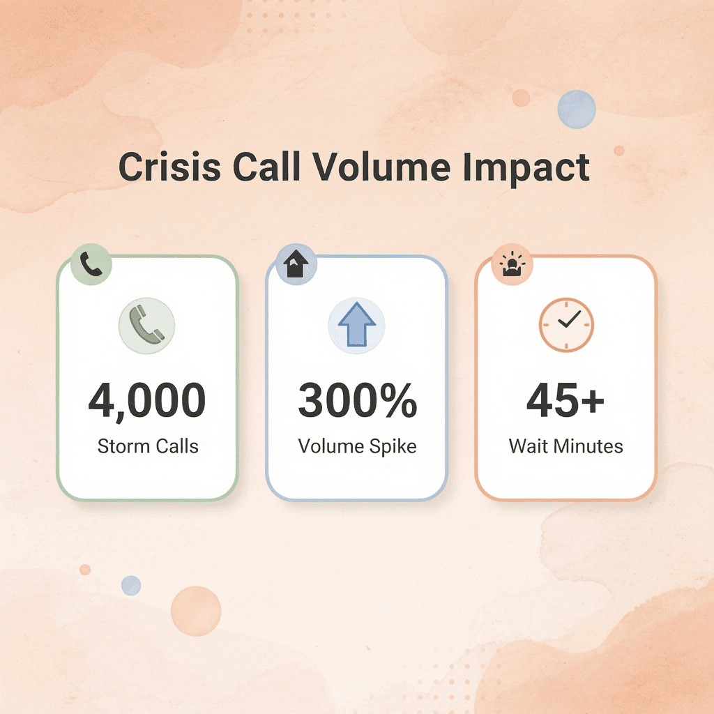 Statistics showing crisis call volume impact on insurance call centers
