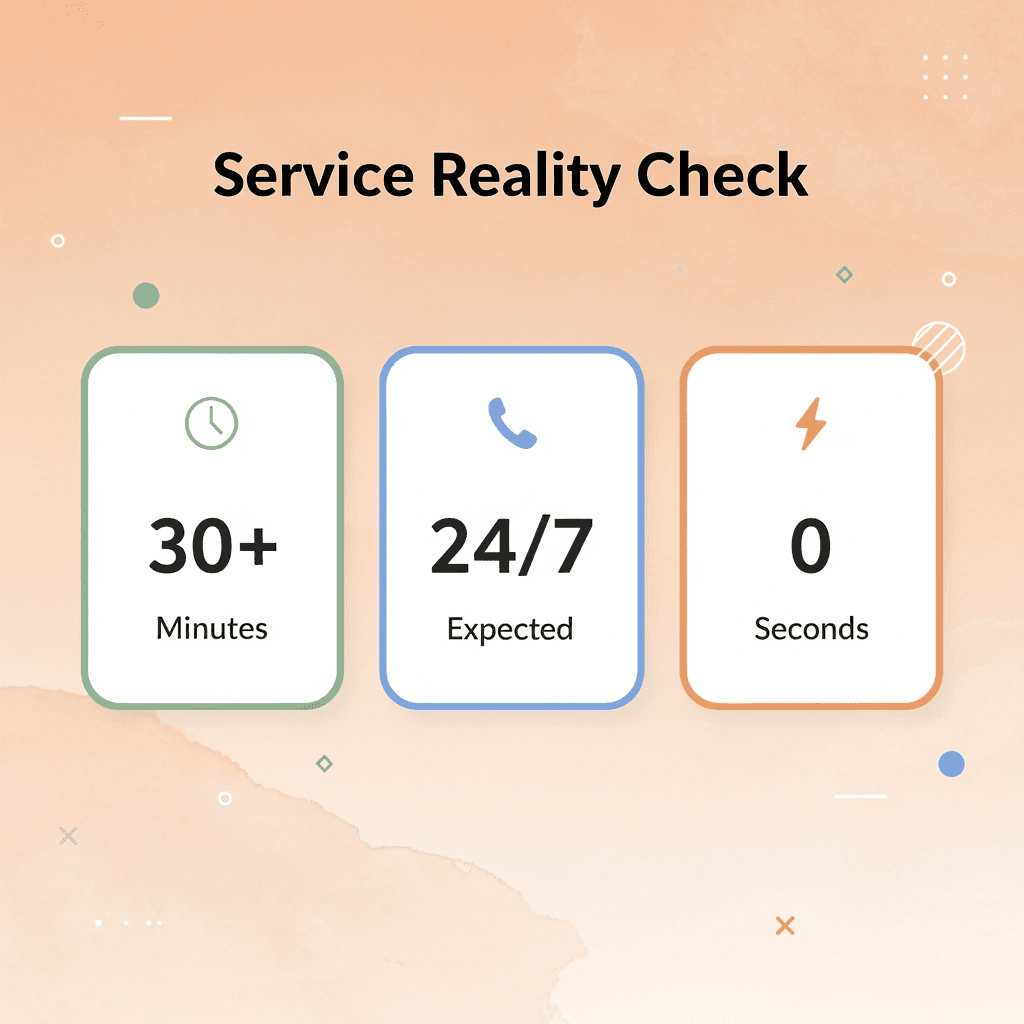 Statistics showing current wait times vs customer expectations