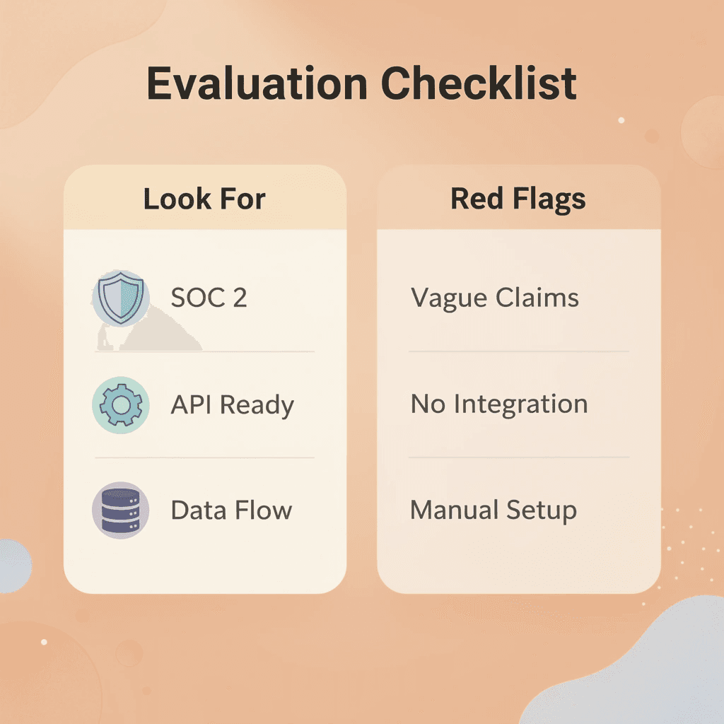 Comparison chart showing evaluation criteria for AI tools