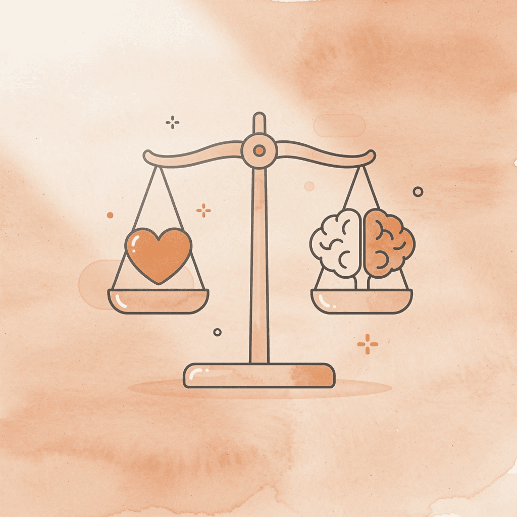 Balance scale weighing AI promise against implementation risks