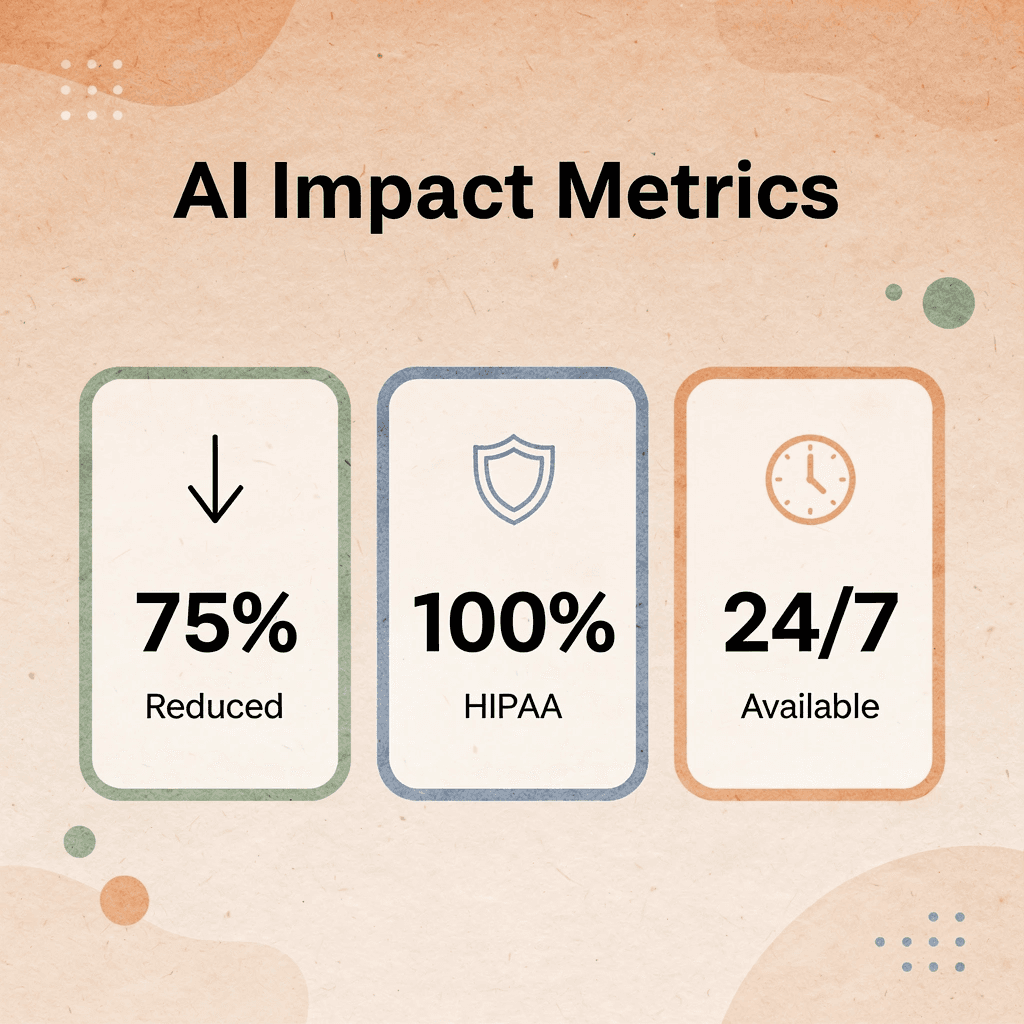 Infographic showing key AI implementation metrics