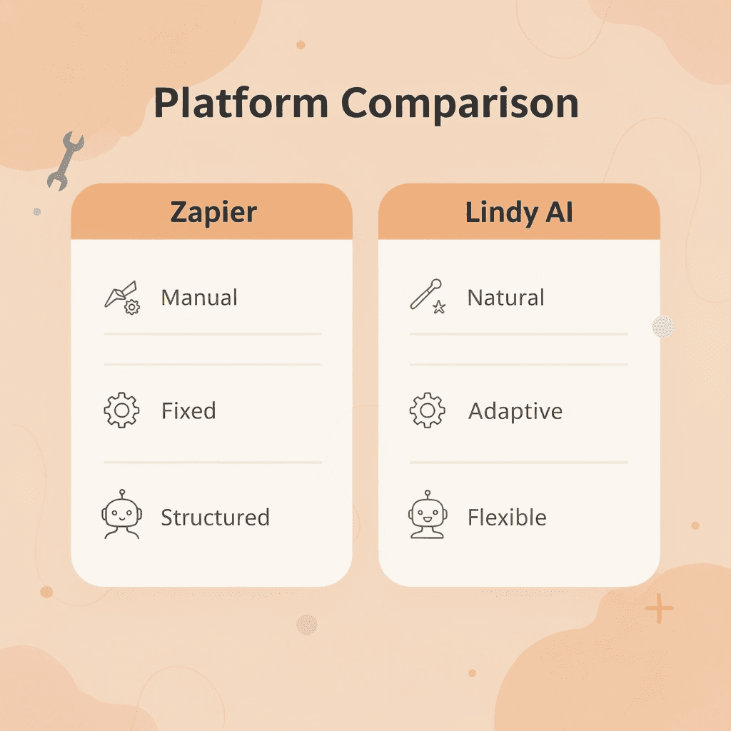 Comparison table showing differences between Zapier and Lindy AI
