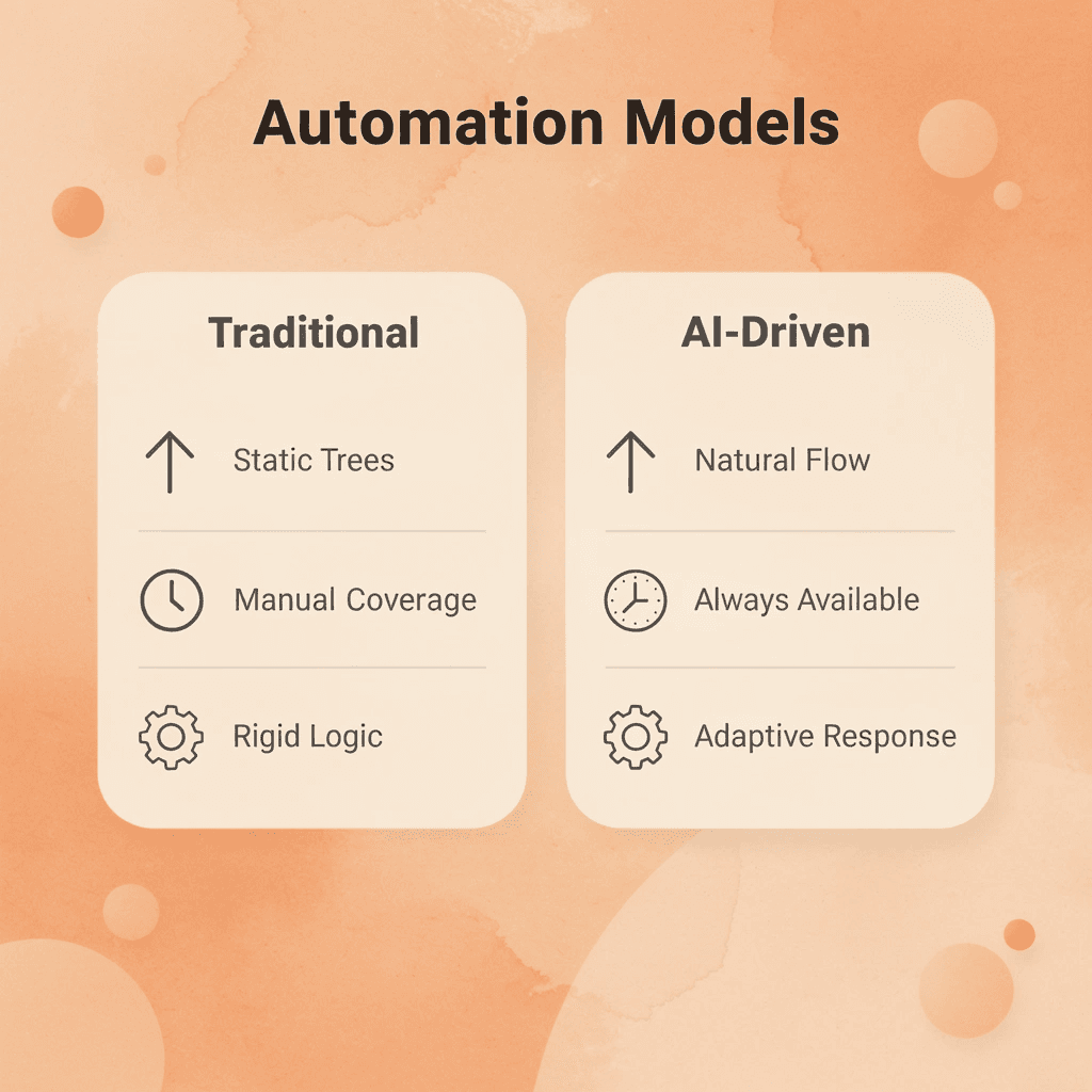 Comparison between traditional and AI-driven automation models
