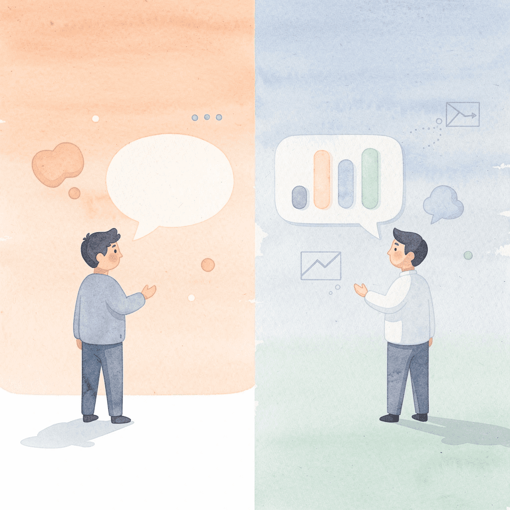 Illustration contrasting traditional chatbot structure with real-time AI system
