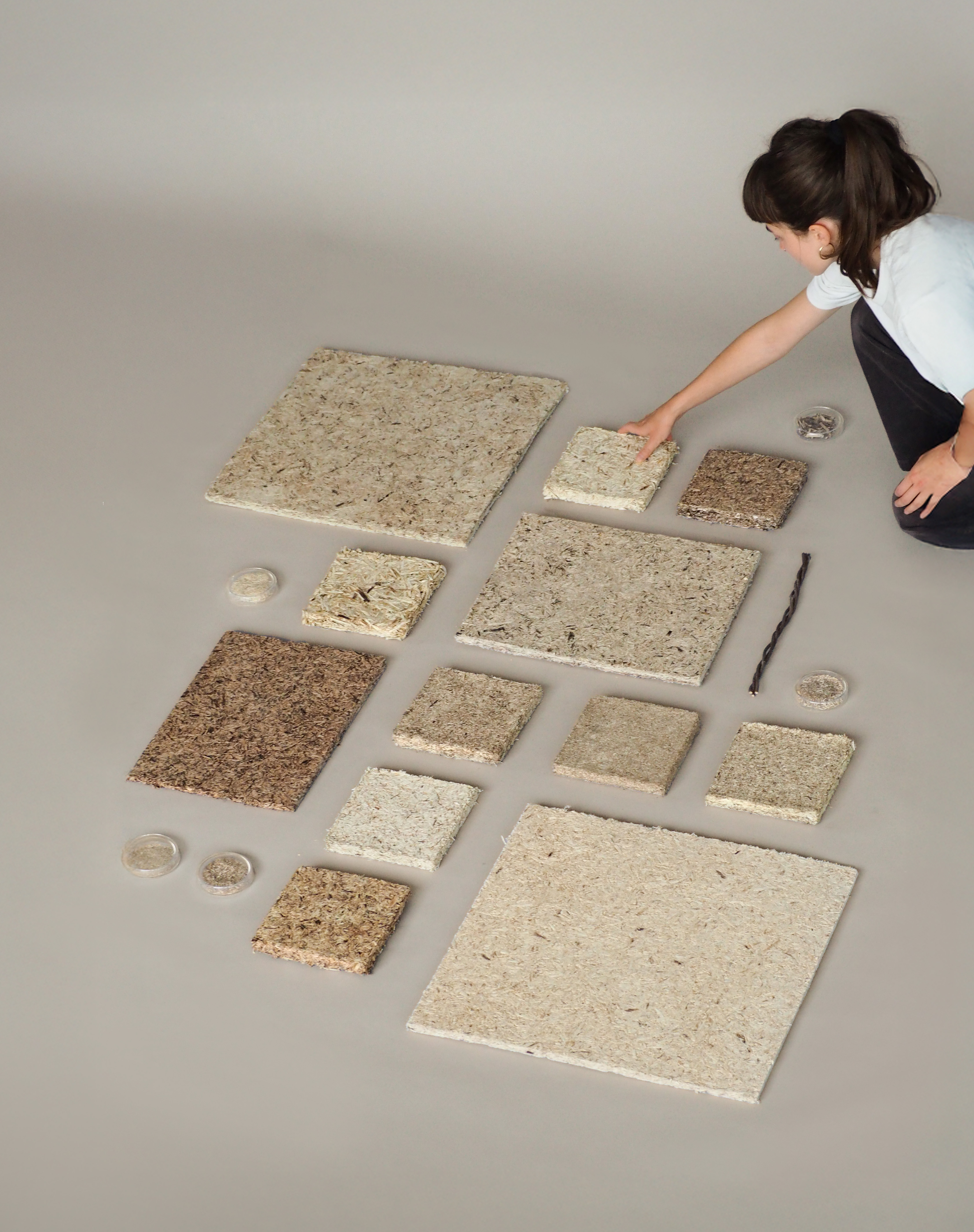 Sustainable bio-based building materials on display, offering a zero-waste and carbon-negative solution for eco-conscious construction.