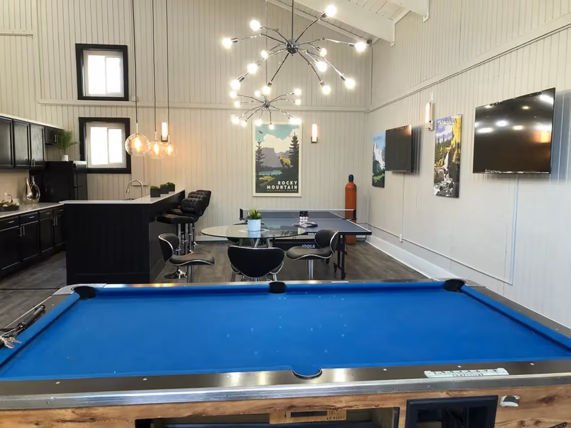 Close up of pool table