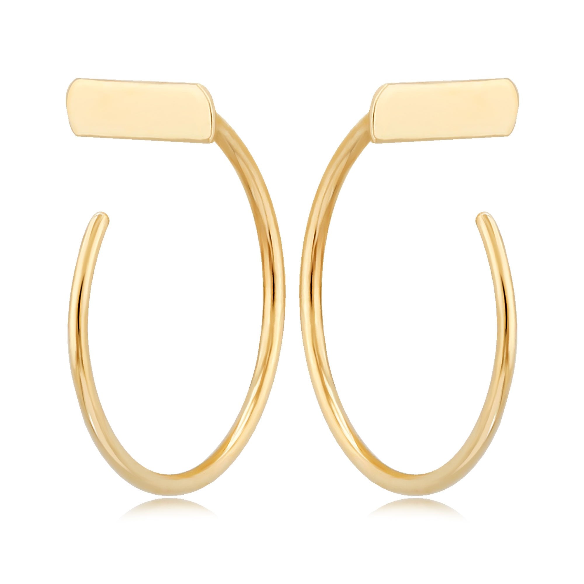 Yellow Gold Simple Bar Earrings