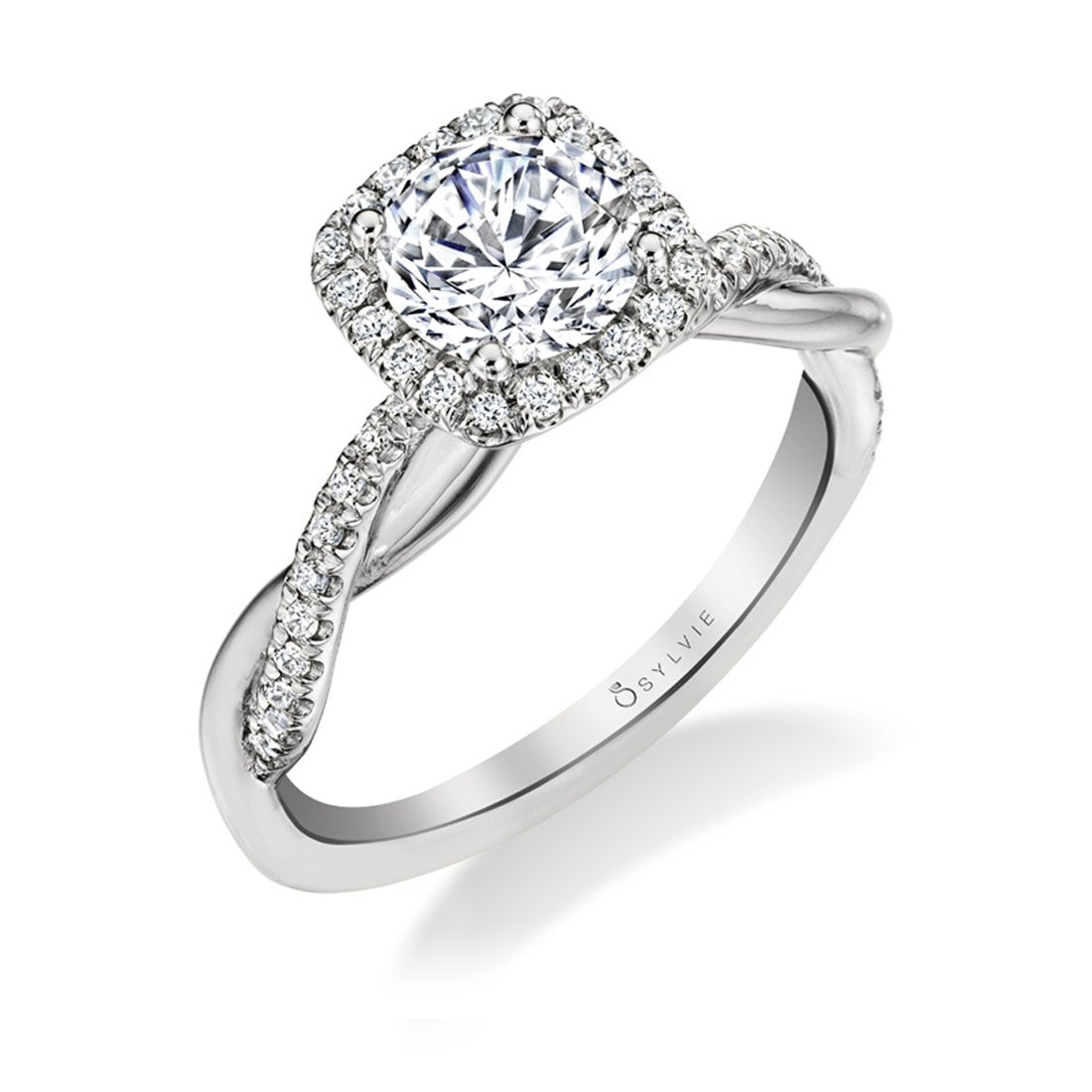 Round Diamond Ring With Cushion Halo
