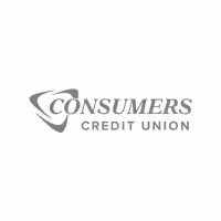 Consumers Credit Union logo with stylized triangular swoosh design.