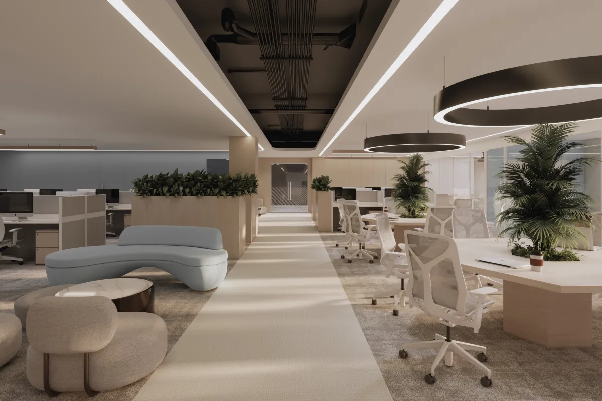 Office renovation featuring phone booths and quiet zones for employee wellness