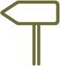 Simple brown directional signpost with a single pointed arrow.