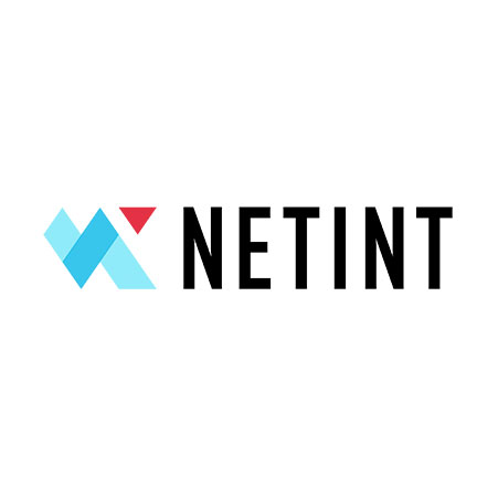 NETINT company logo with stylized blue and red geometric shapes forming an icon next to bold black text spelling NETINT.