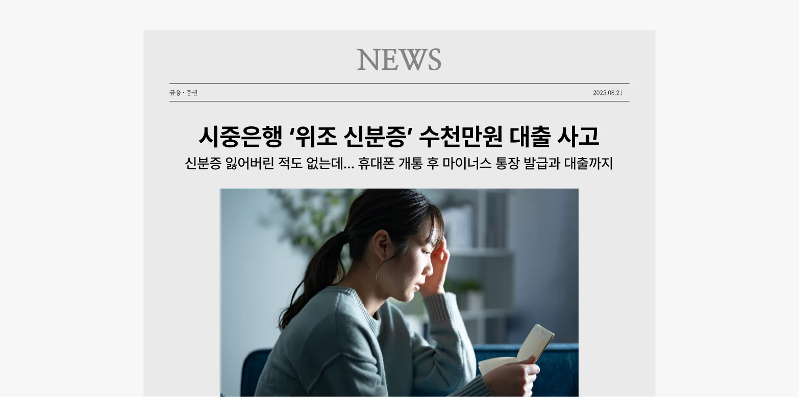 시중은행 위조 신분증 사기, 전자금융업을 긴장해야하는 이유