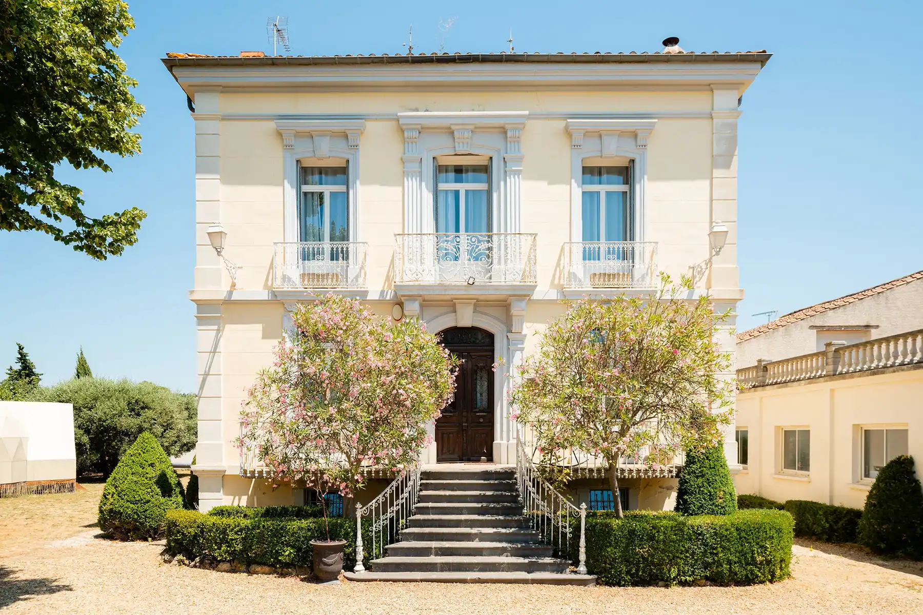 Vue jardin matin Maison de Maître Magalas