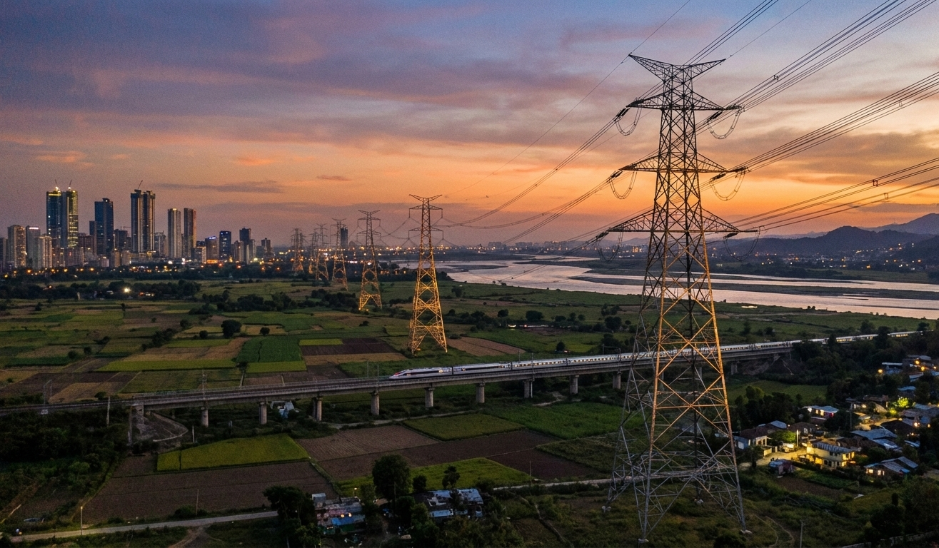 Power transmission lines across India