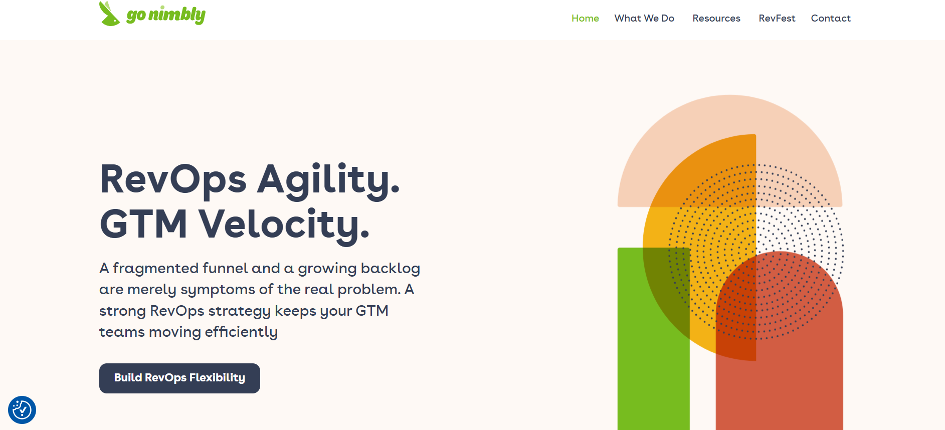Screenshot of Go Nimbly homepage