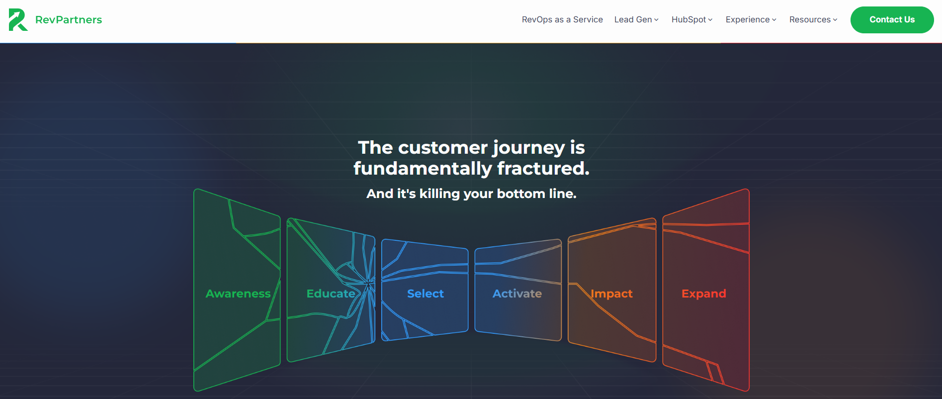 Screenshot of RevPartners home page