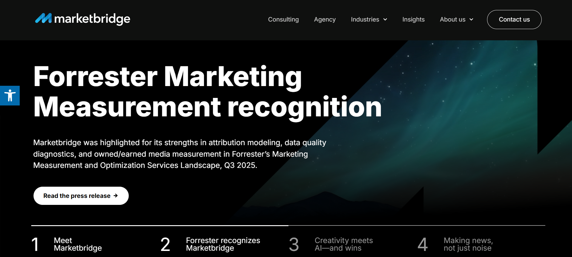 Screenshot of MarketBridge homepage