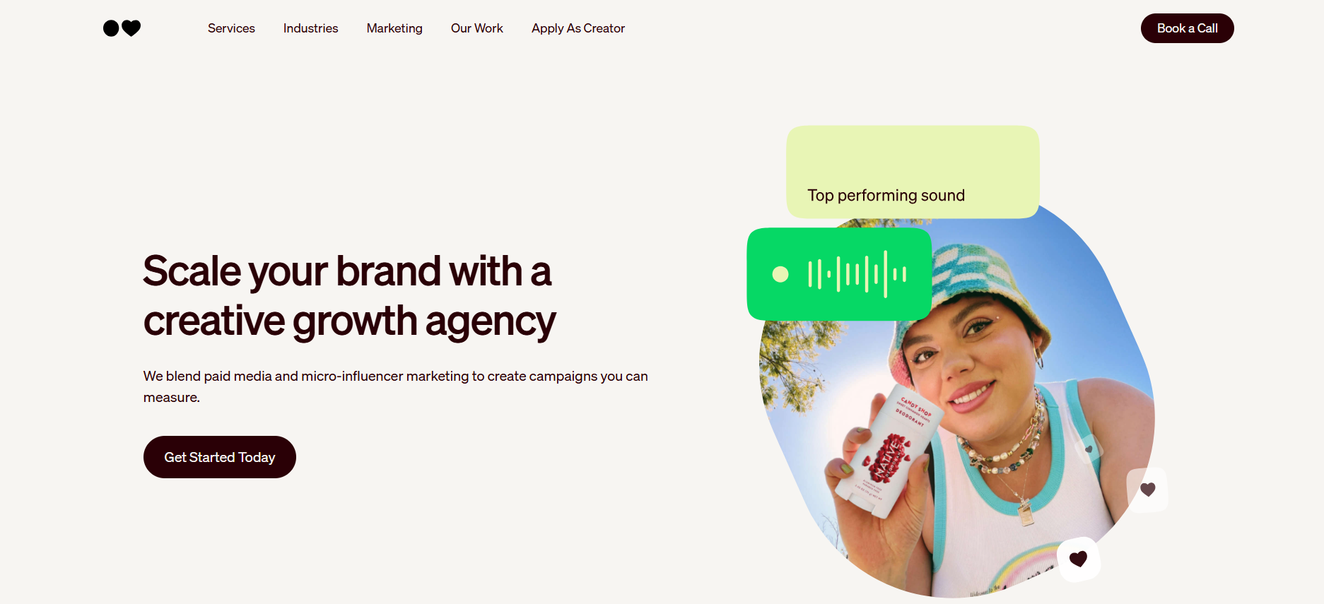 Screenshot of inBeat Agency homepage