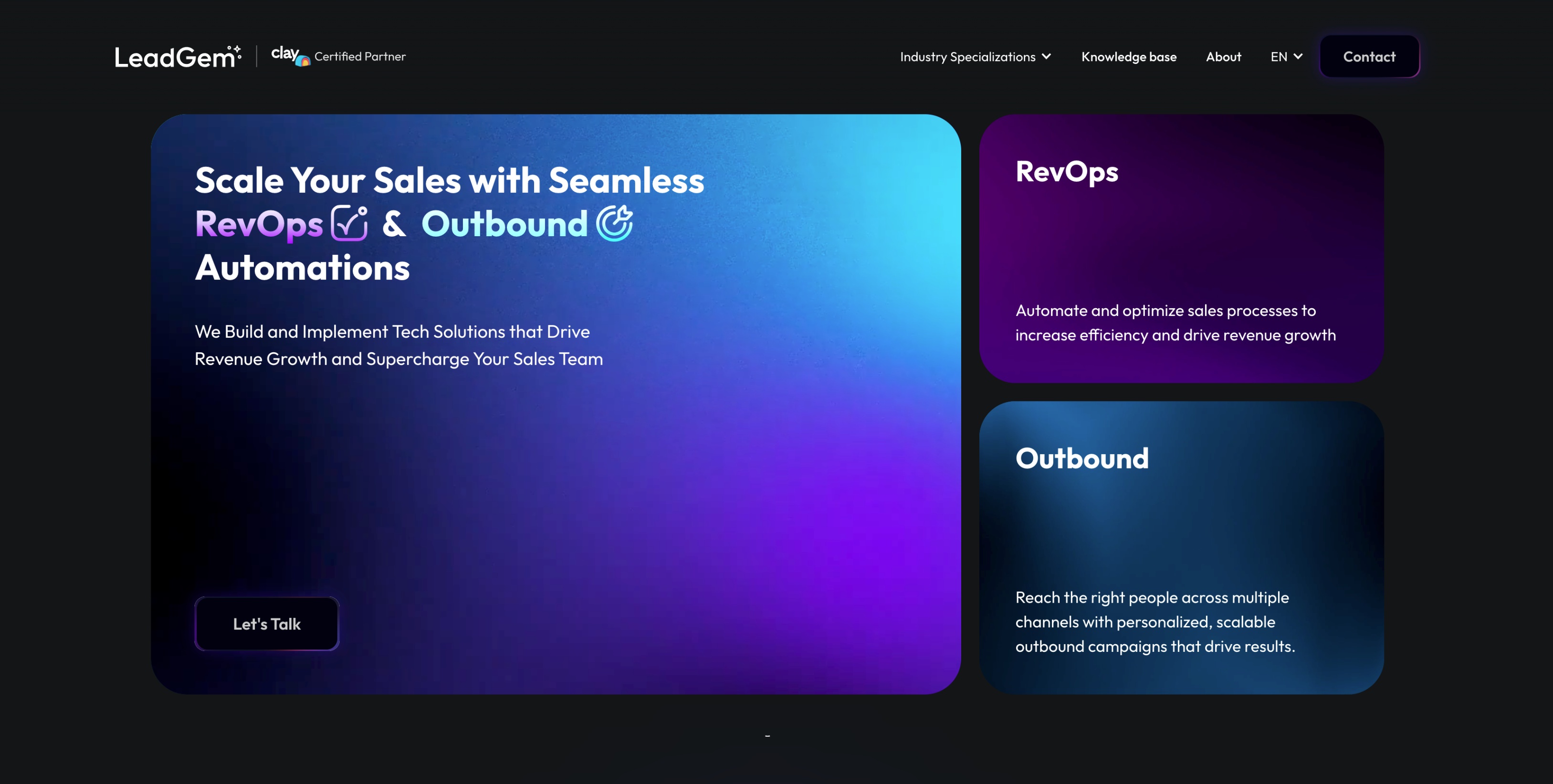 Screenshot of LeadGem home page