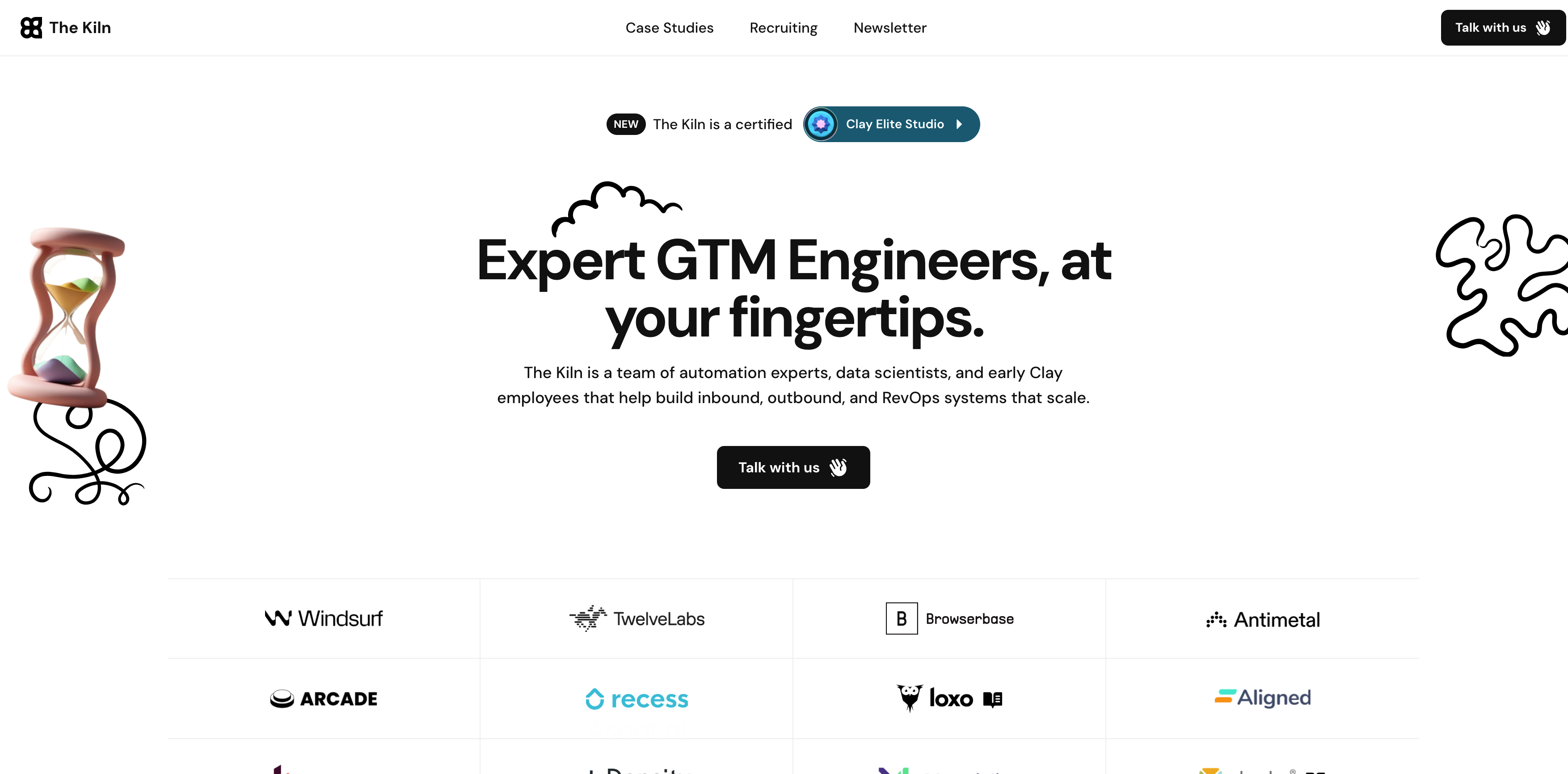 Screenshot of The Kiln home page