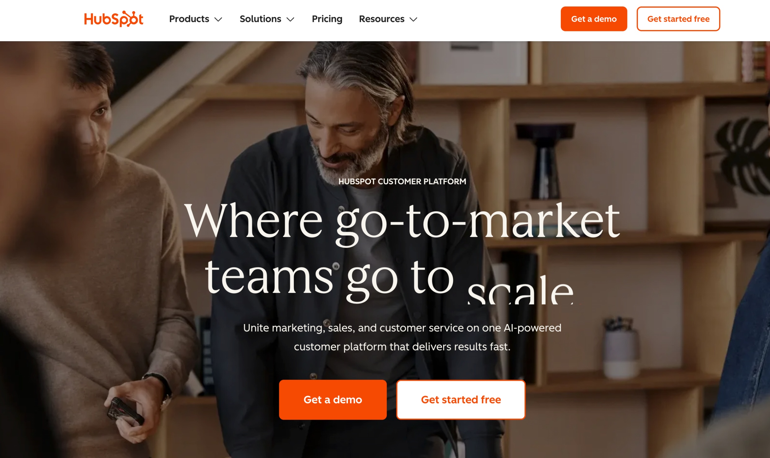 Screenshot of Hubspot home page