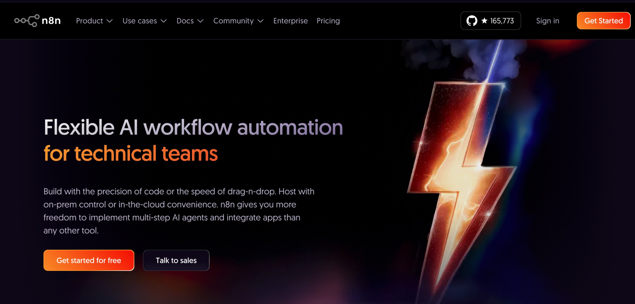 Screenshot of n8n home page