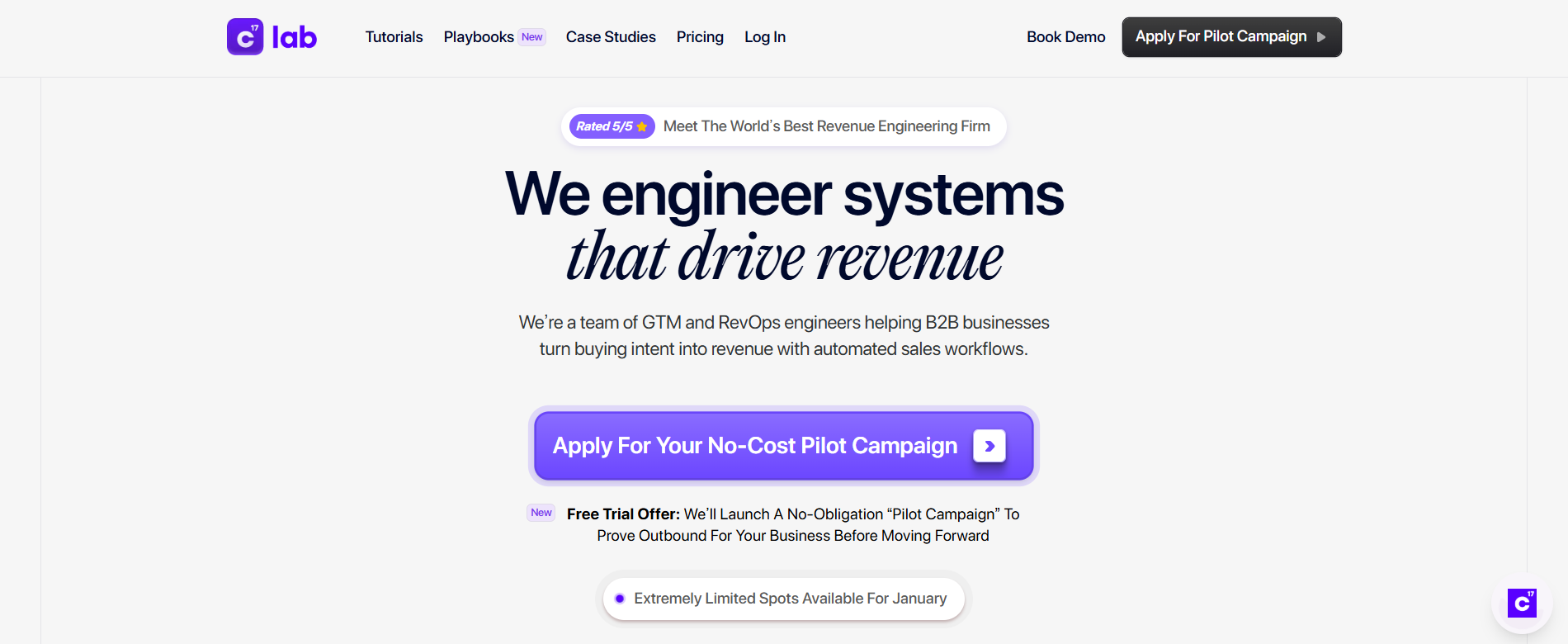 Screenshot of C17 Lab's homepage