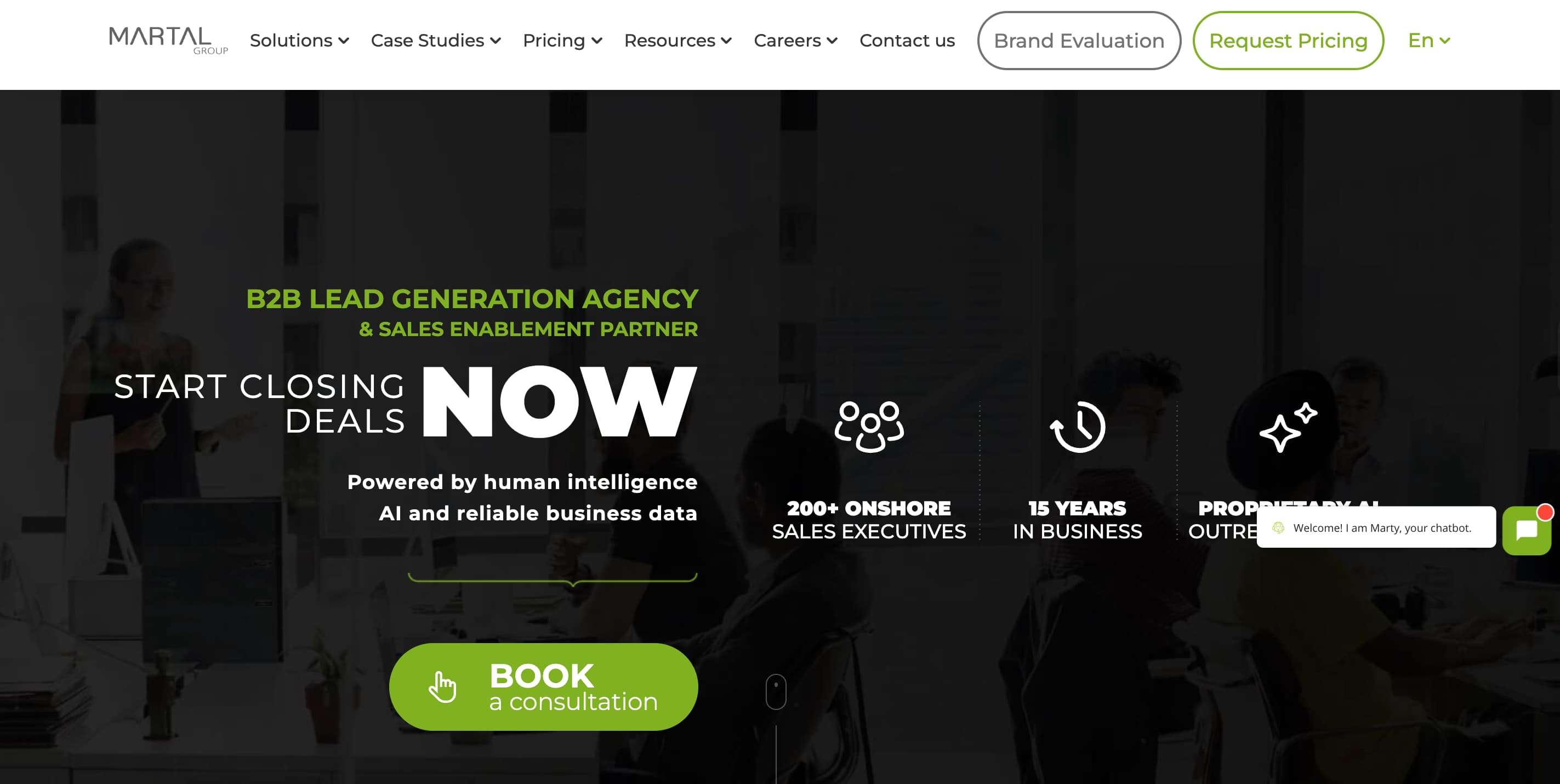 Screenshot of Martal Group homepage