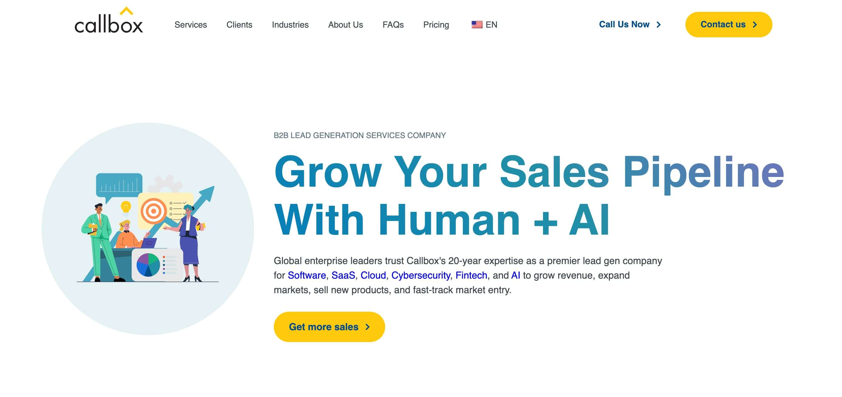 Screenshot of Callbox home page