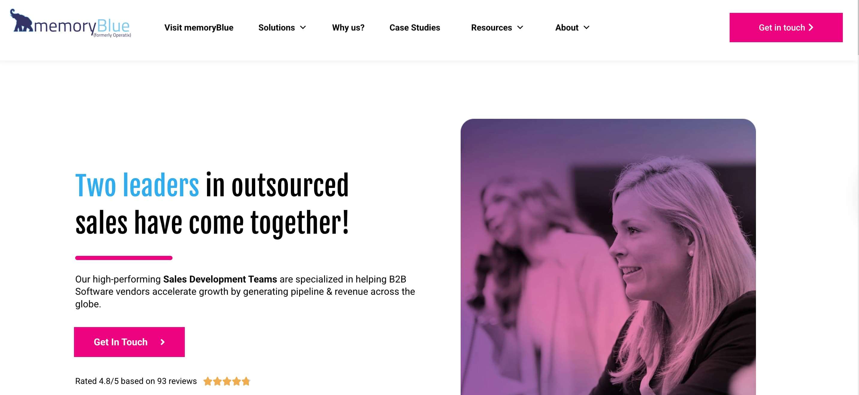 Screenshot of Memory blue homepage