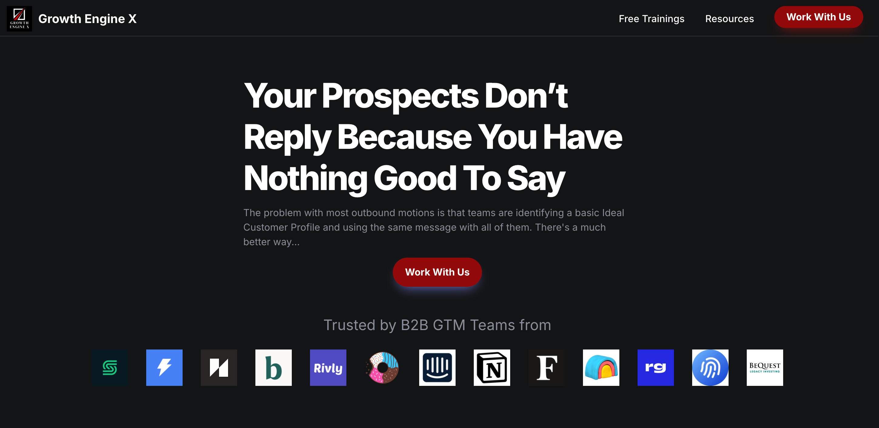 Screenshot of Growth Engine X home page