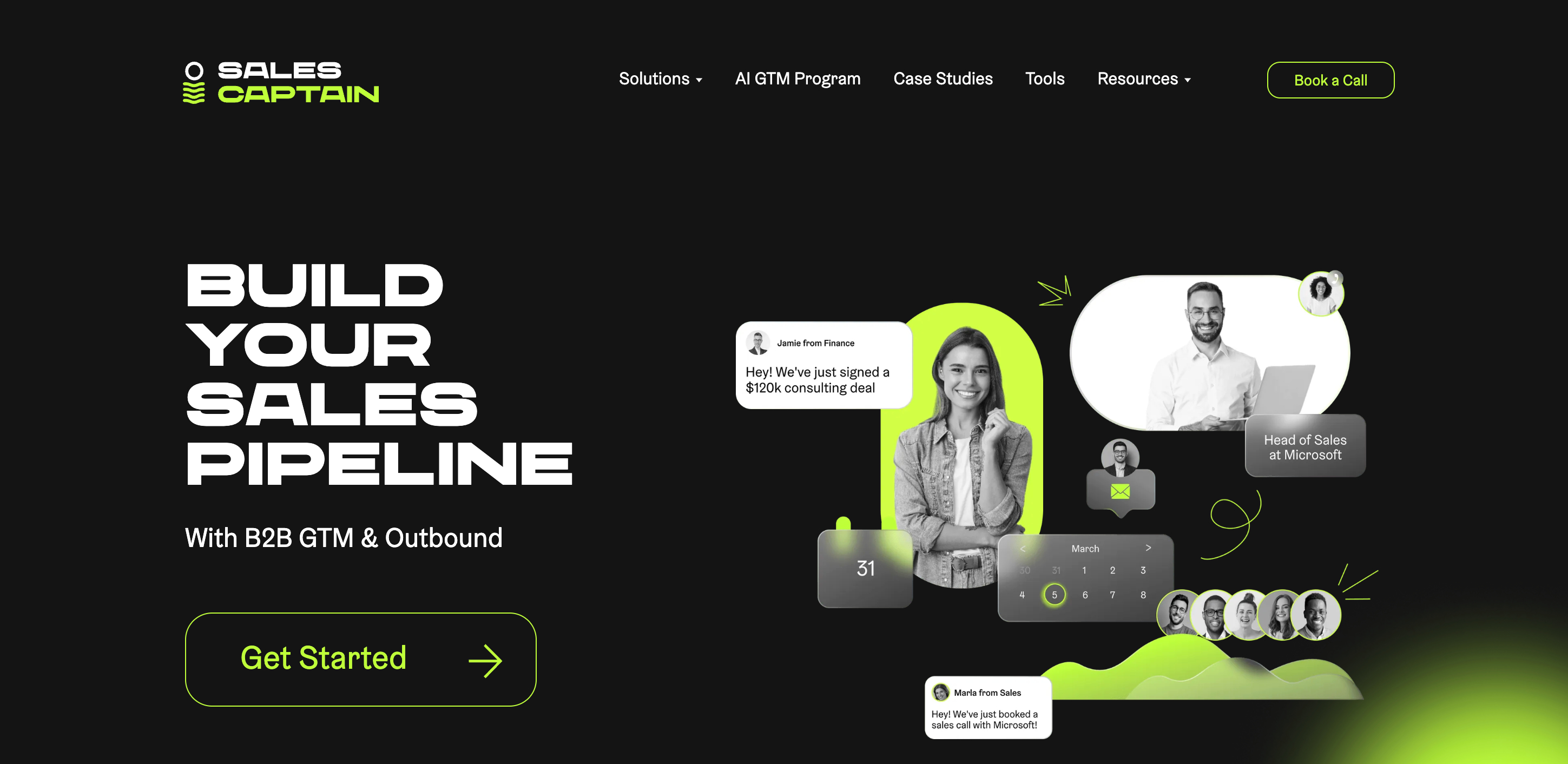 Screenshot of Sales Captain home page