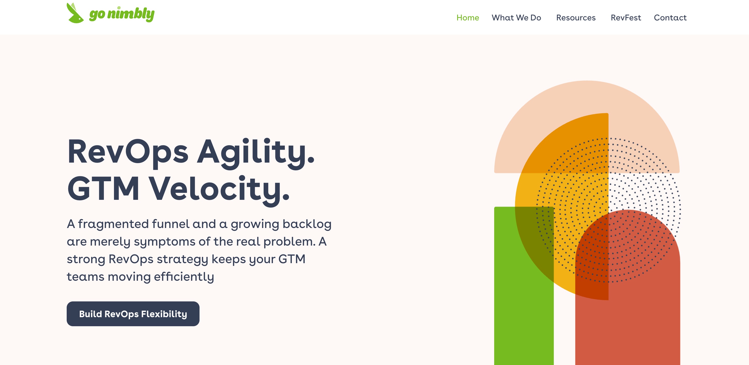 Screenshot of Go Nimbly home page