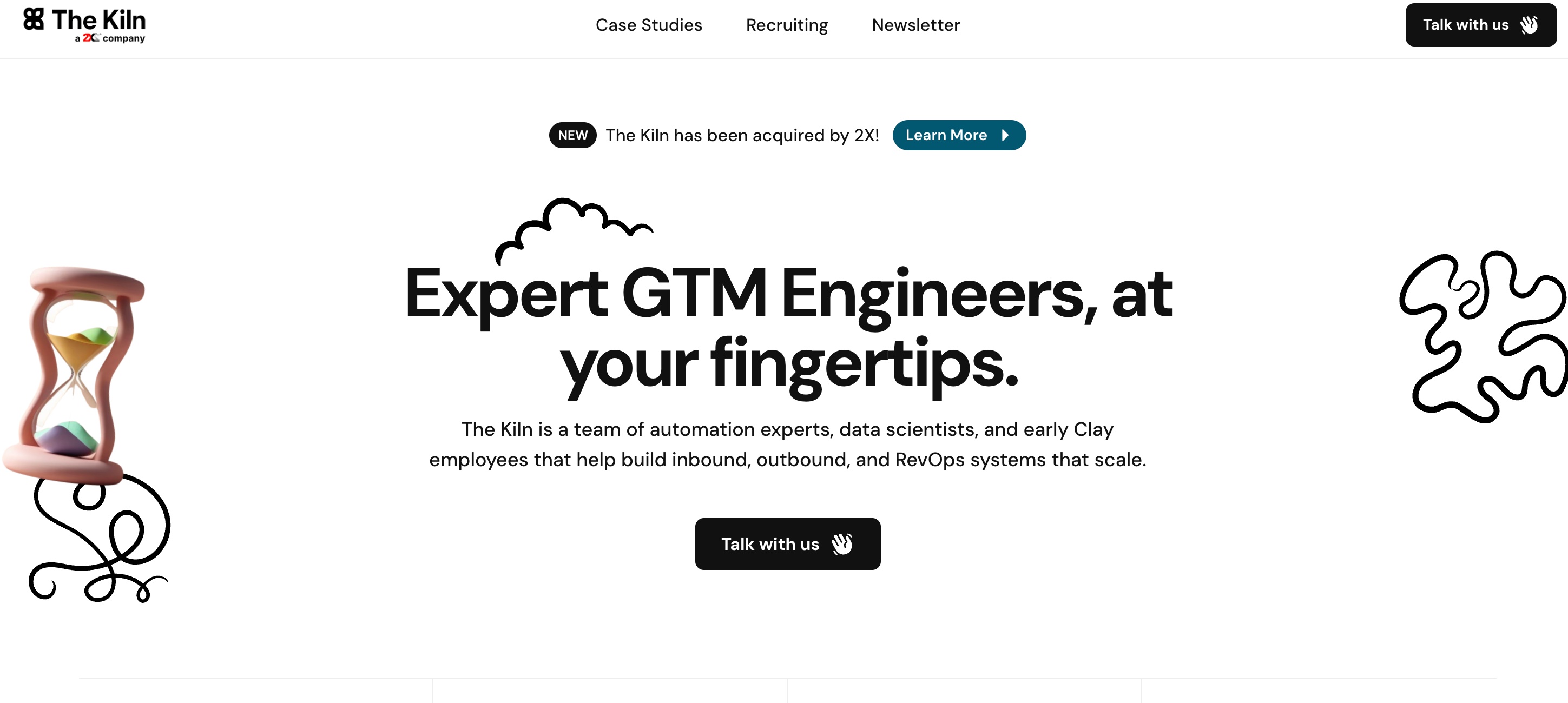 Screenshot of The Kiln home page
