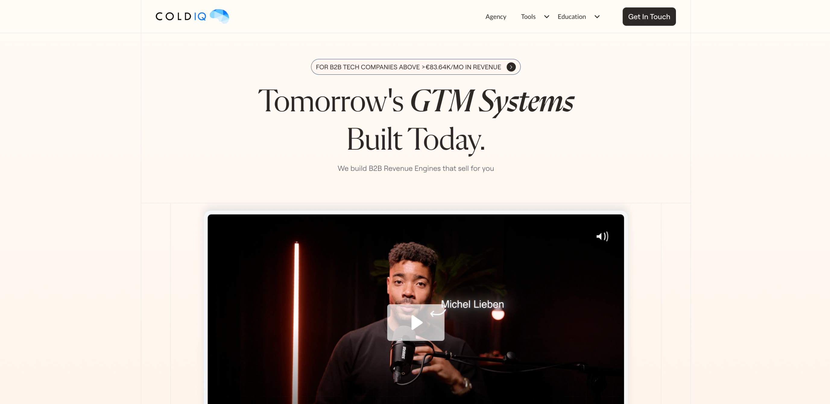 Screenshot of ColdIQ home page